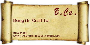 Benyik Csilla névjegykártya